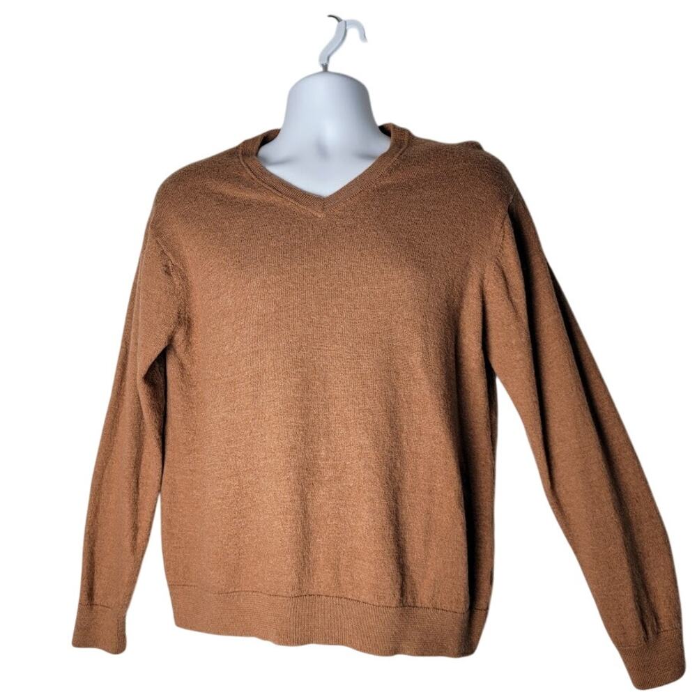 100% Merino‎ Wool Hart Schaffner Marx Men’s XL Sweater Brown V-Neck Pullover